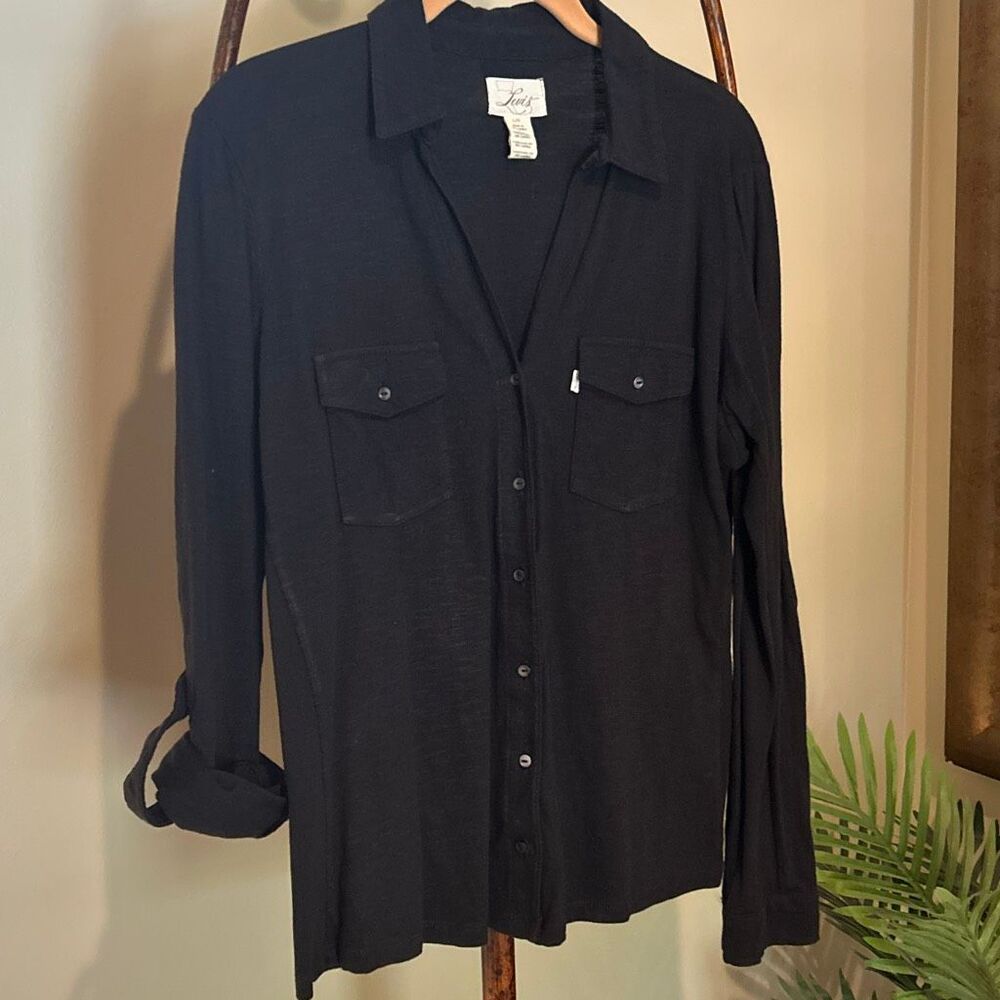 LEVIS Black V Neck Knit Shirt Size Large